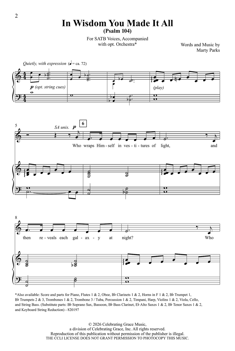 In Wisdom You Made It All by Marty Parks 4-Part - Digital Sheet Music page 2