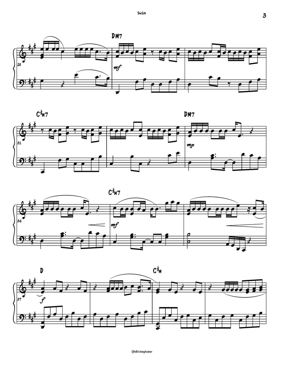 Swim by BTS Piano Solo - Digital Sheet Music page 3