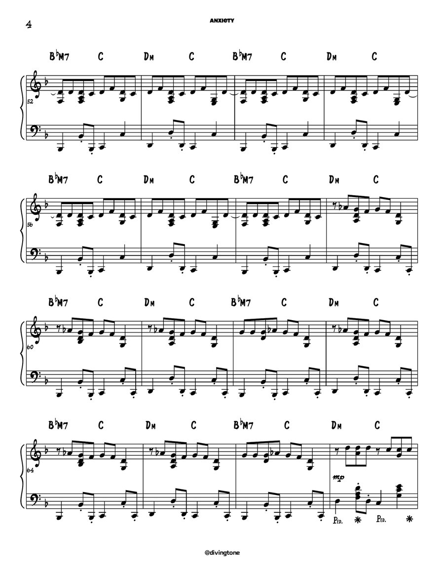 Anxiety by Luiz Bonfa Piano Solo - Digital Sheet Music page 4