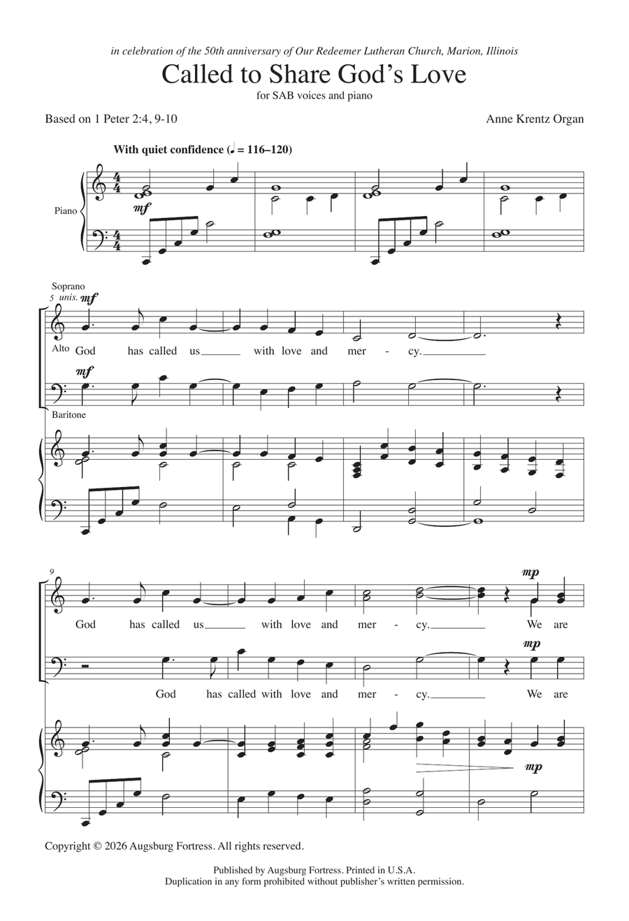 Called to Share God’s Love by Anne Krentz Organ 3-Part - Sheet Music page 2