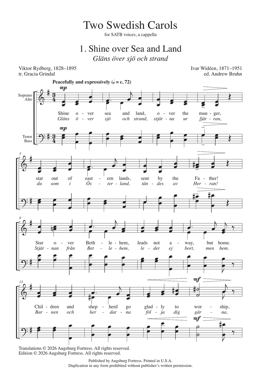 Two Swedish Carols: 1. Shine over Sea and Land, 2. Yule, Yule, Sparkling Yule! 4-Part - Sheet Music page 2