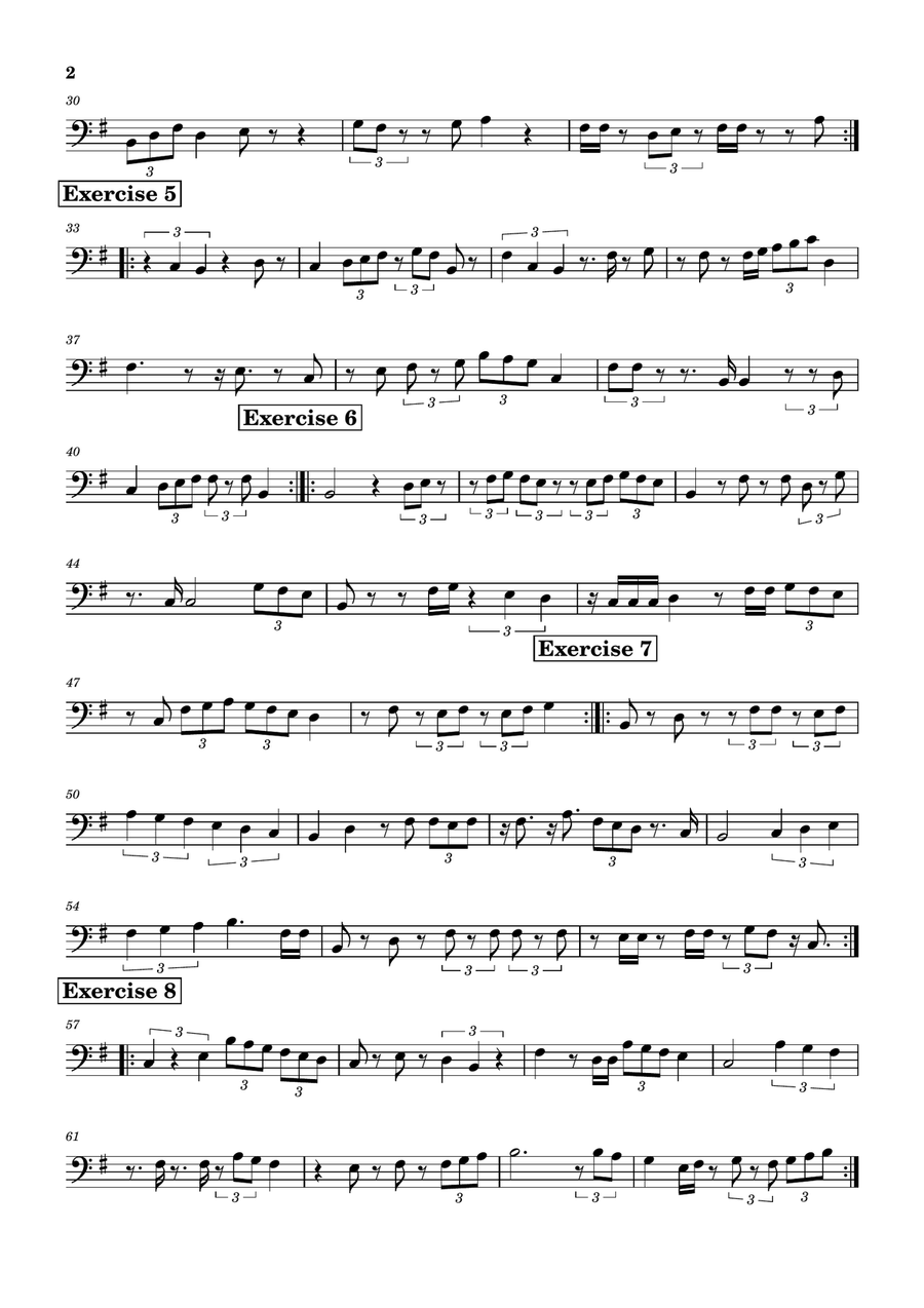 10 exercises using triplets for electric bass Guitar Ensemble - Digital Sheet Music page 2