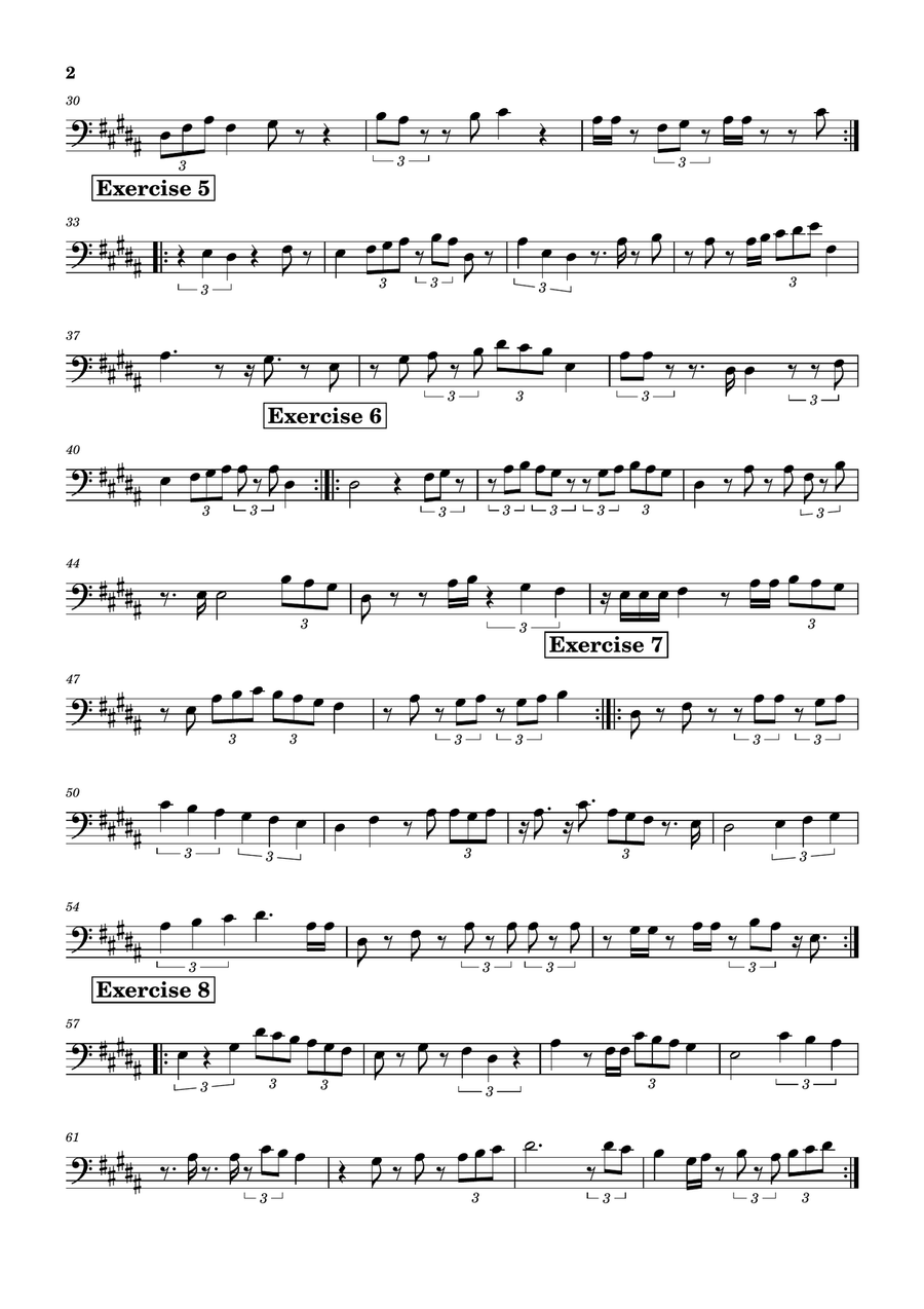 10 exercises using triplets for electric bass Guitar Ensemble - Digital Sheet Music page 2