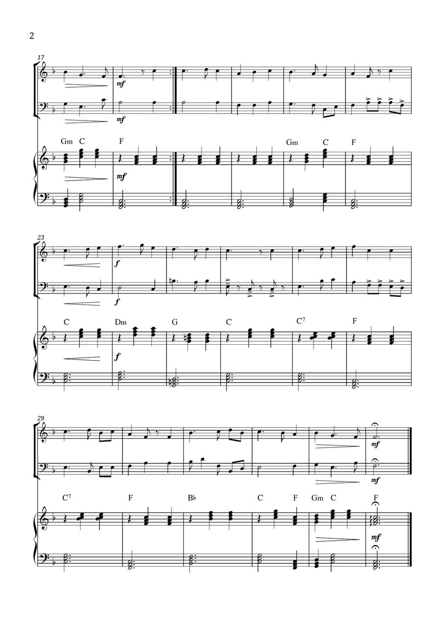We Gather Together – Flute, Cello, & Piano (F major, with Chord Symbols) Flute - Digital Sheet Music page 2