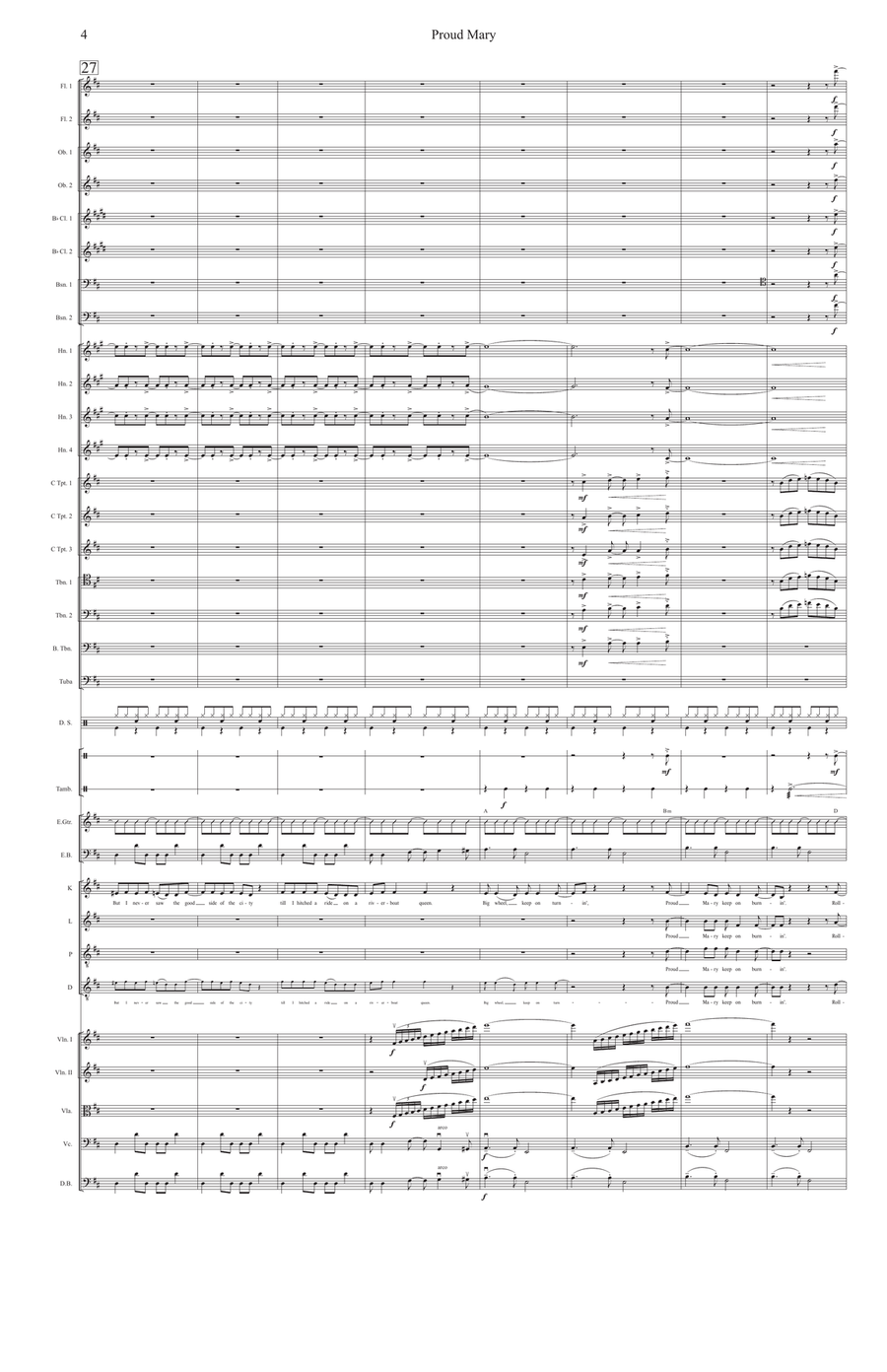 Proud Mary by Creedence Clearwater Revival Full Orchestra - Digital Sheet Music page 4