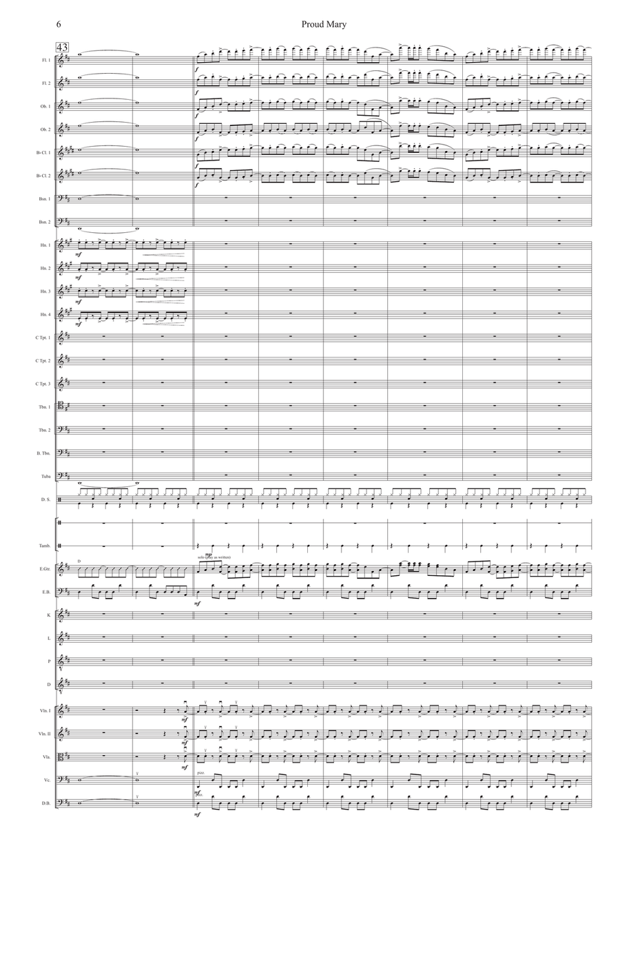 Proud Mary by Creedence Clearwater Revival Full Orchestra - Digital Sheet Music page 6