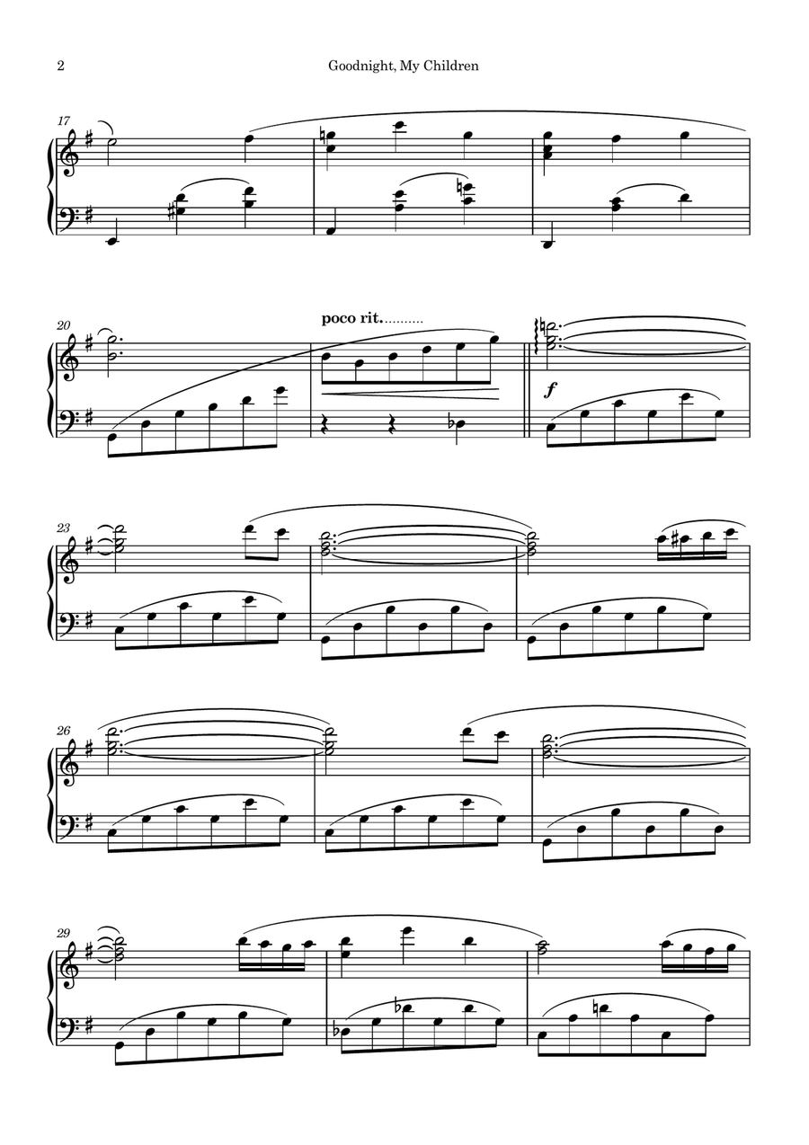 Goodnight, My Children Piano Solo - Digital Sheet Music page 2
