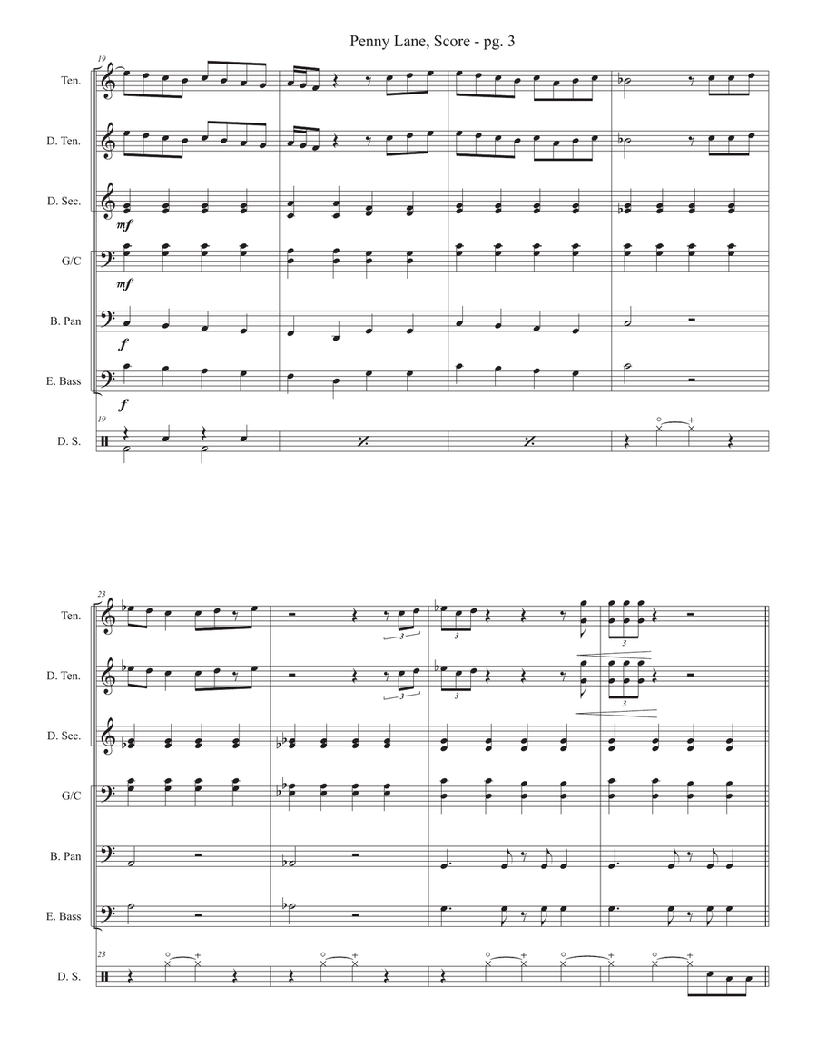 Penny Lane by The Beatles Steel Drum Band - Digital Sheet Music page 3
