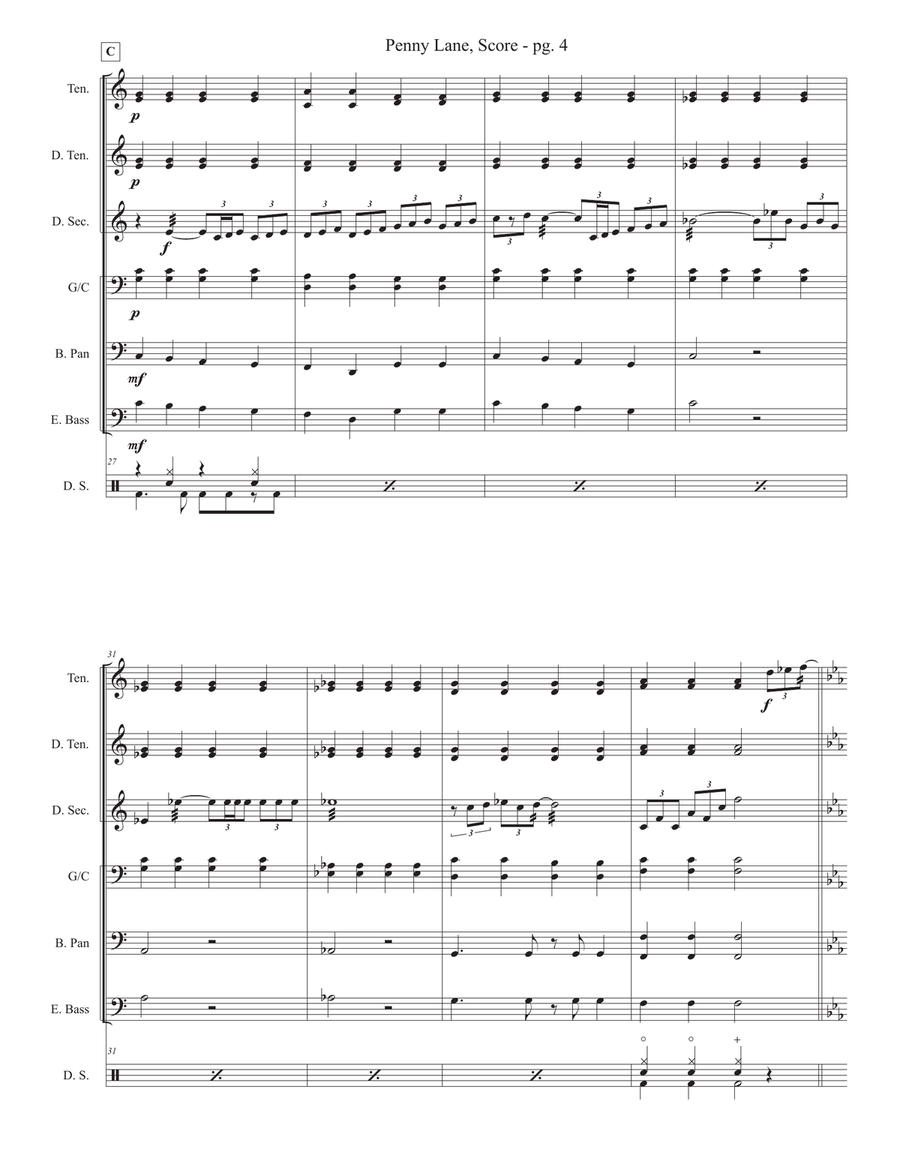 Penny Lane by The Beatles Steel Drum Band - Digital Sheet Music page 4