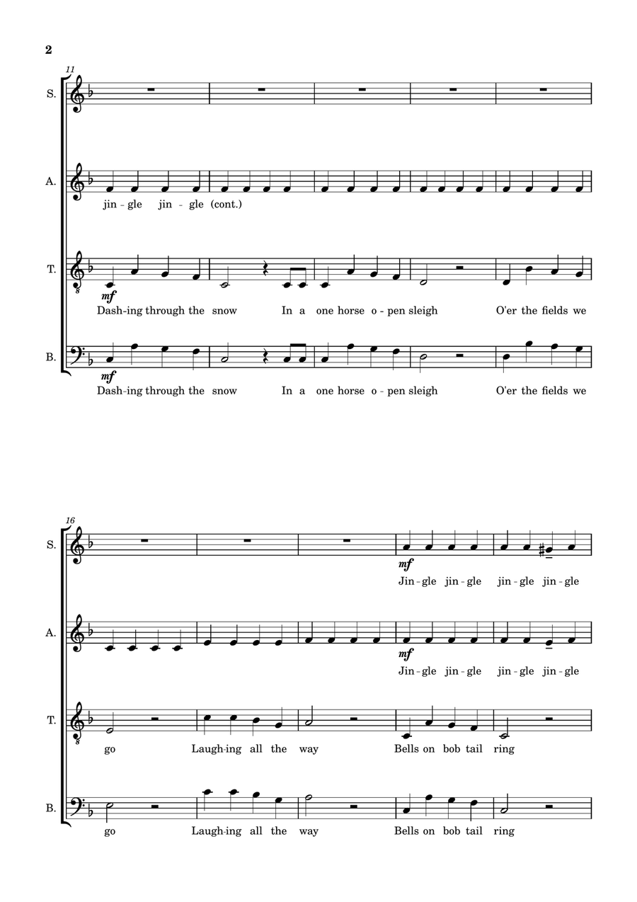 Jingle Bells 4-Part - Digital Sheet Music page 2