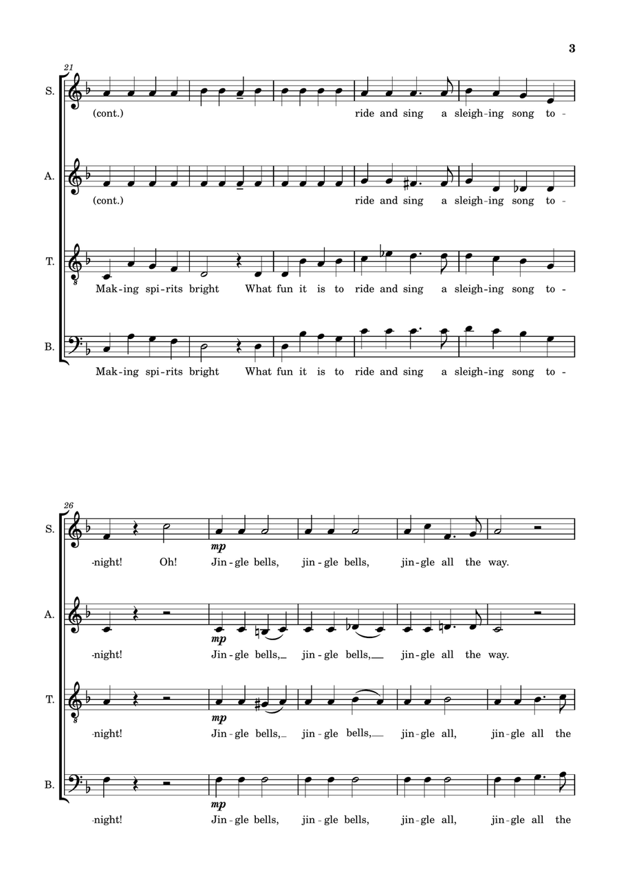 Jingle Bells 4-Part - Digital Sheet Music page 3