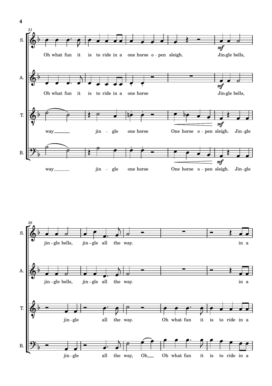 Jingle Bells 4-Part - Digital Sheet Music page 4