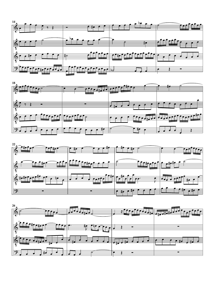 Fugue, BWV 544/II (arrangement for 4 recorders (SATB)) by Johann Sebastian Bach 4-Part - Digital Sheet Music page 3