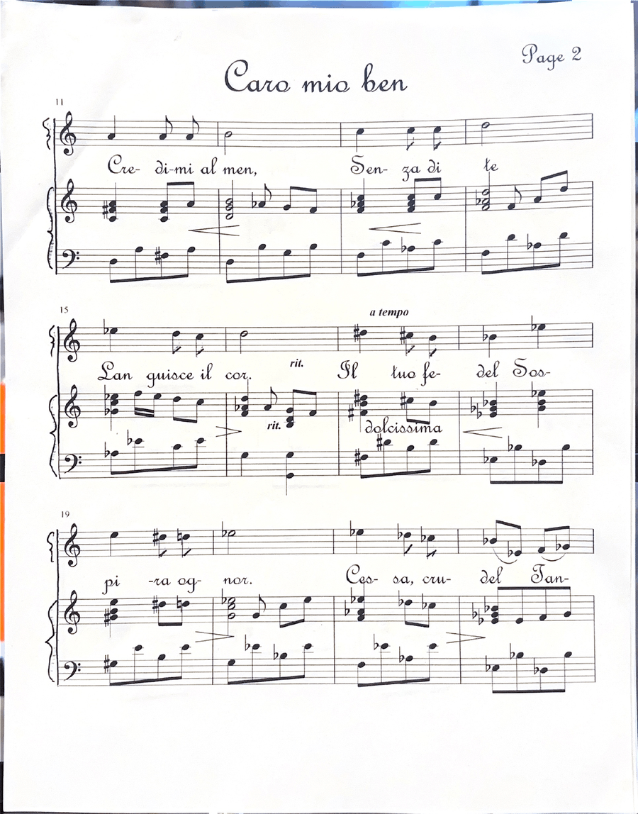 Caro Mia Ben Piano, Vocal - Digital Sheet Music page 2