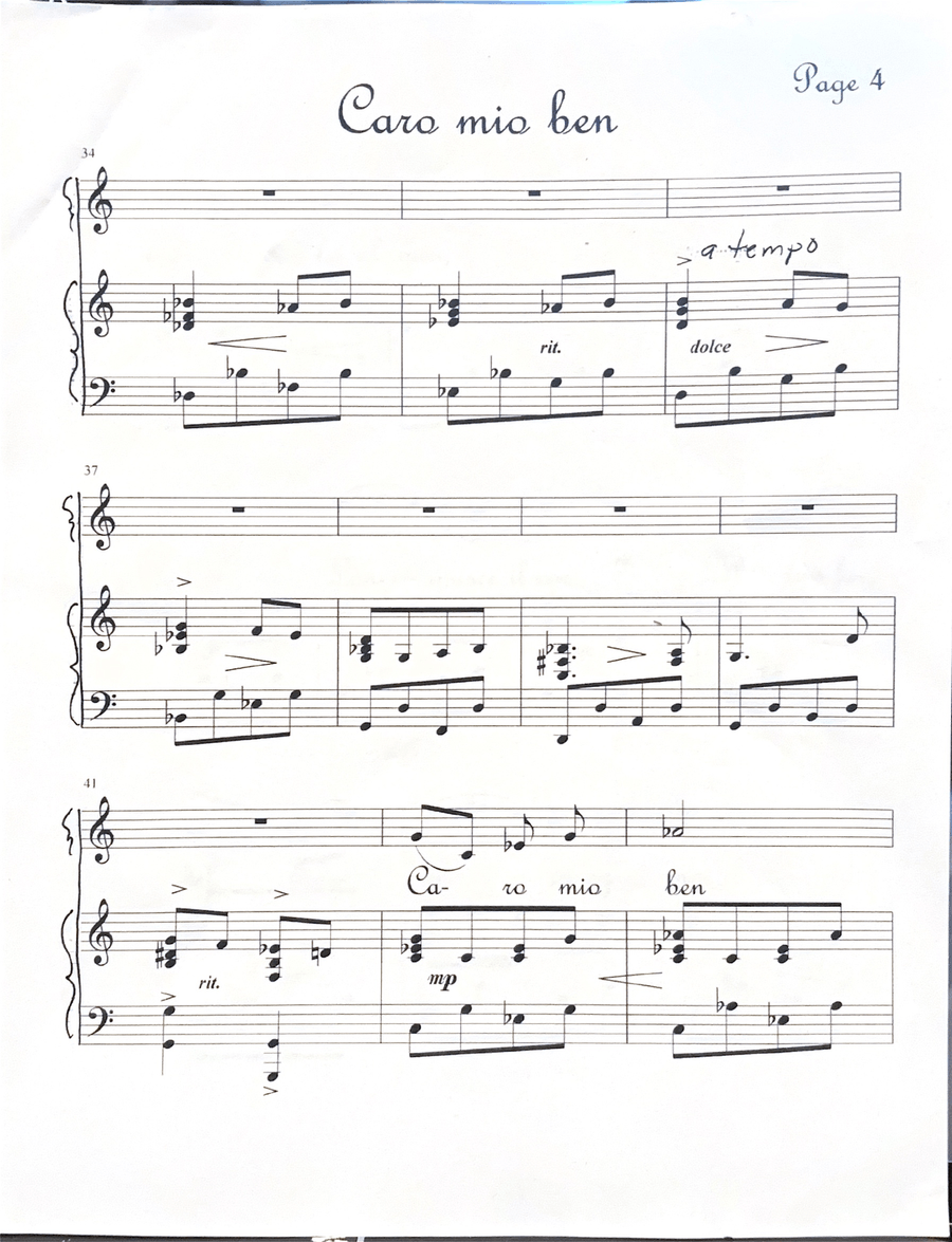 Caro Mia Ben Piano, Vocal - Digital Sheet Music page 4