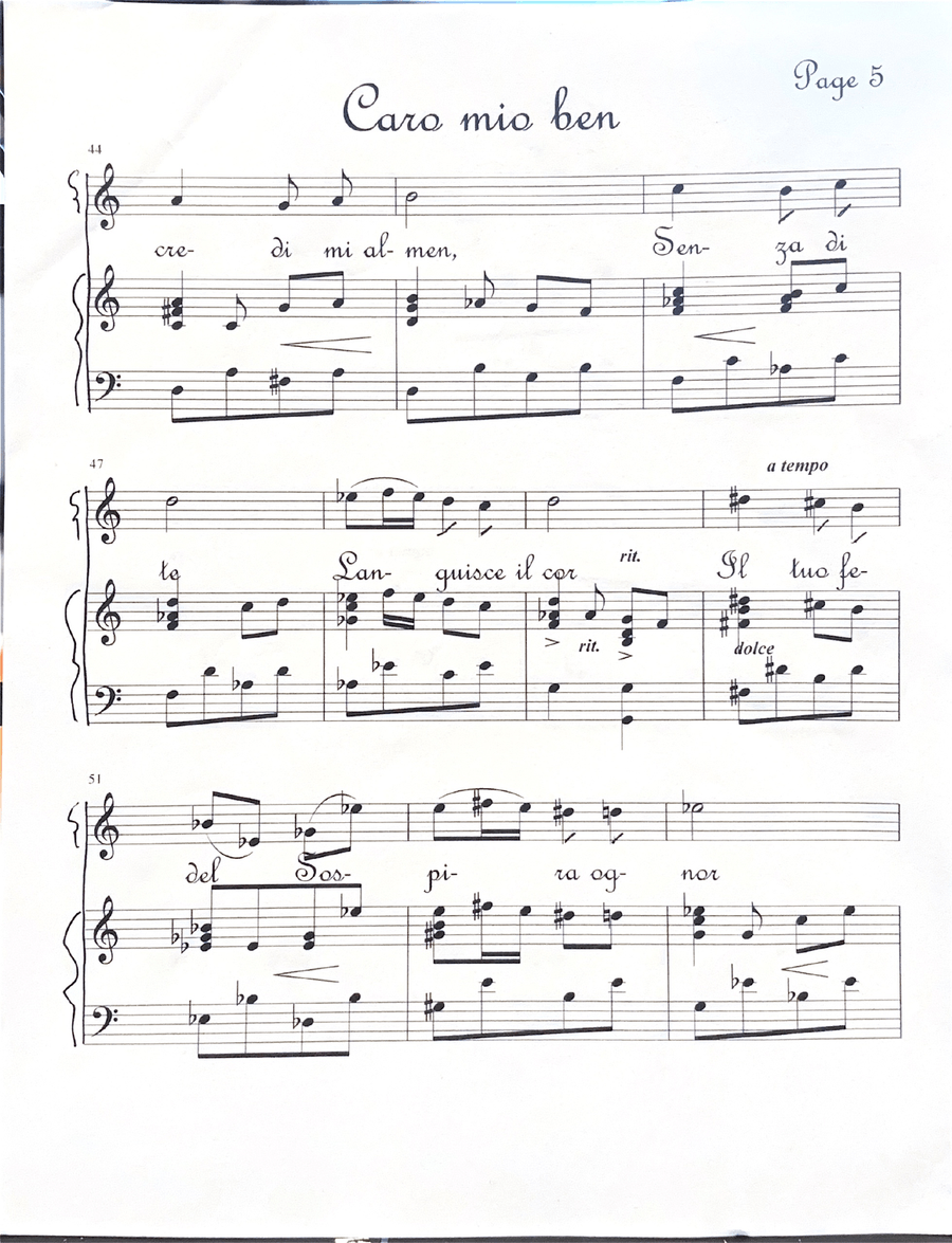 Caro Mia Ben Piano, Vocal - Digital Sheet Music page 5