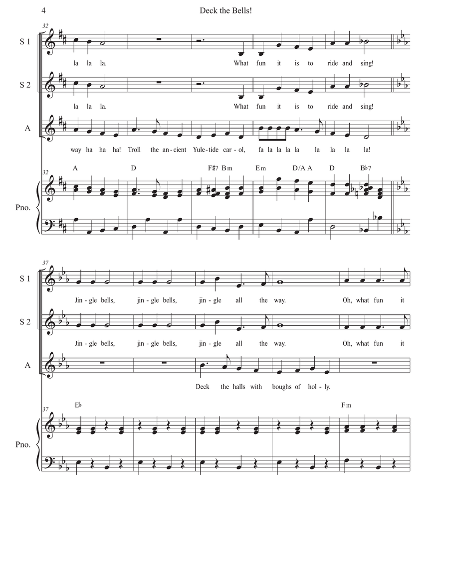 Deck the Bells! A fun festive medley for SSA choir and piano, arranged by Sarah Jaysmith by Traditional SSA - Digital Sheet Music page 4