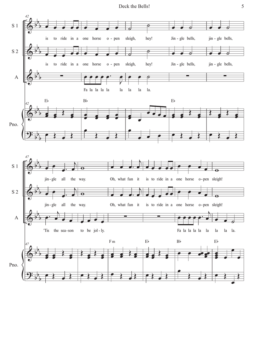 Deck the Bells! A fun festive medley for SSA choir and piano, arranged by Sarah Jaysmith by Traditional SSA - Digital Sheet Music page 5
