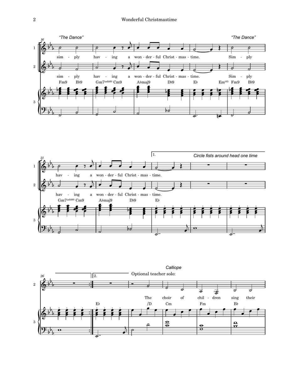 Wonderful Christmastime by Eli Young Band Unison Choir - Digital Sheet Music page 2