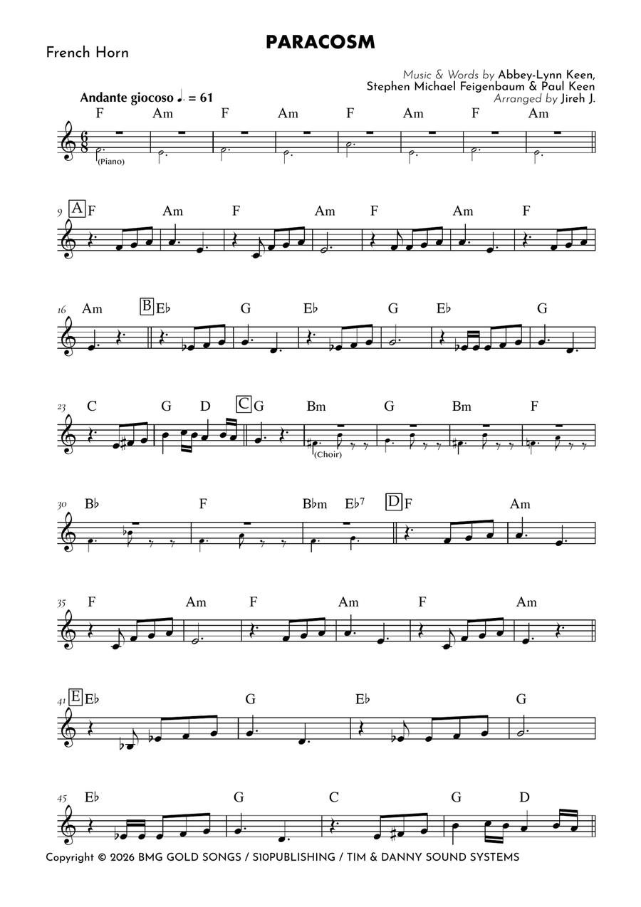 Paracosm Horn Solo - Digital Sheet Music page 2