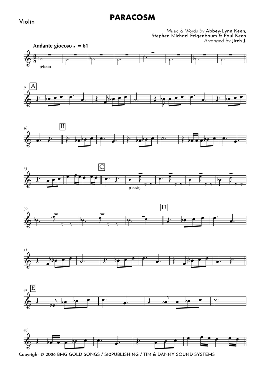 Paracosm Violin Solo - Digital Sheet Music page 2