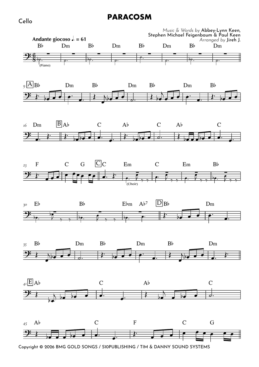 Paracosm Cello Solo - Digital Sheet Music page 2