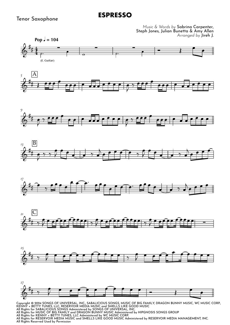 Espresso Tenor Saxophone - Digital Sheet Music page 2