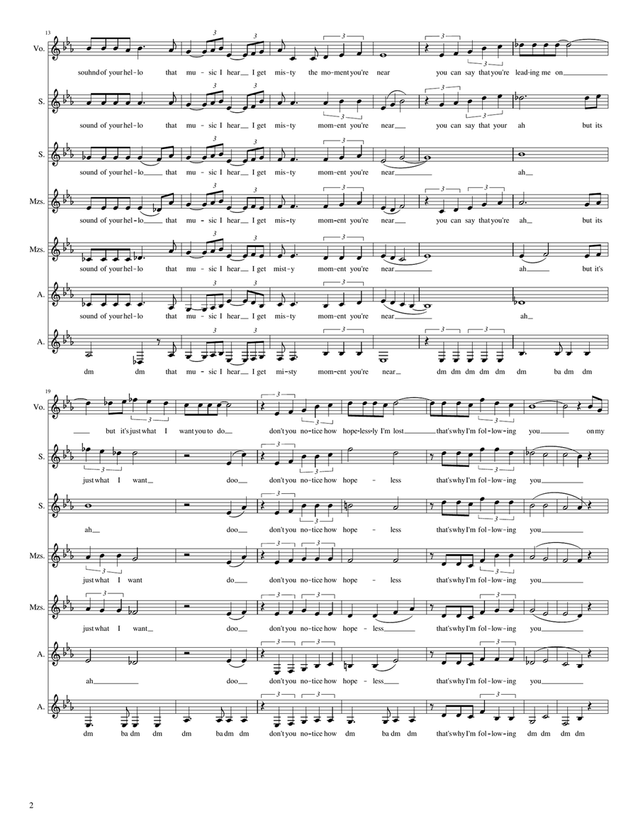 Misty by Johnny Mathis SSAA - Digital Sheet Music page 2
