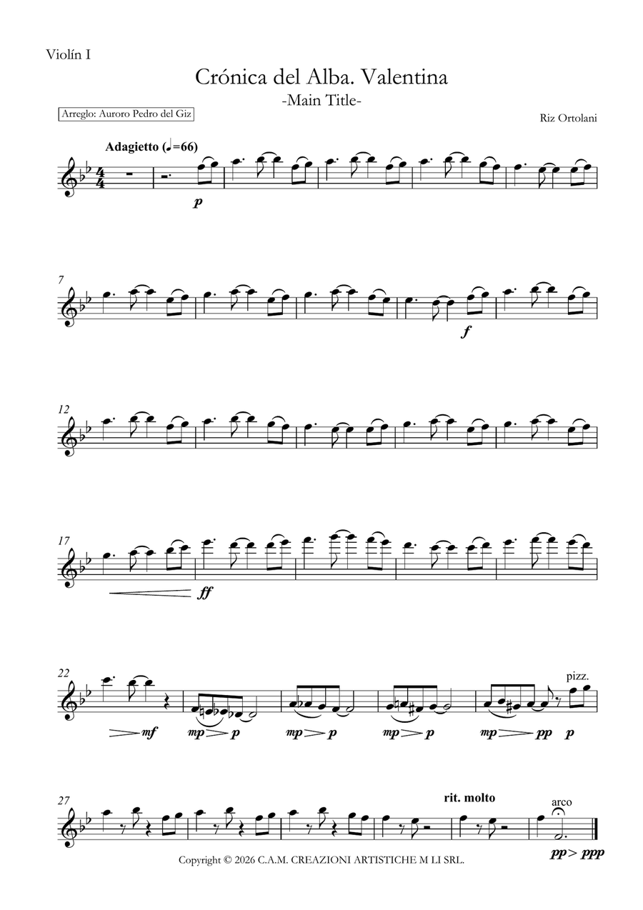 1919 Cronica Del Alba (Film) String Quartet - Digital Sheet Music page 4