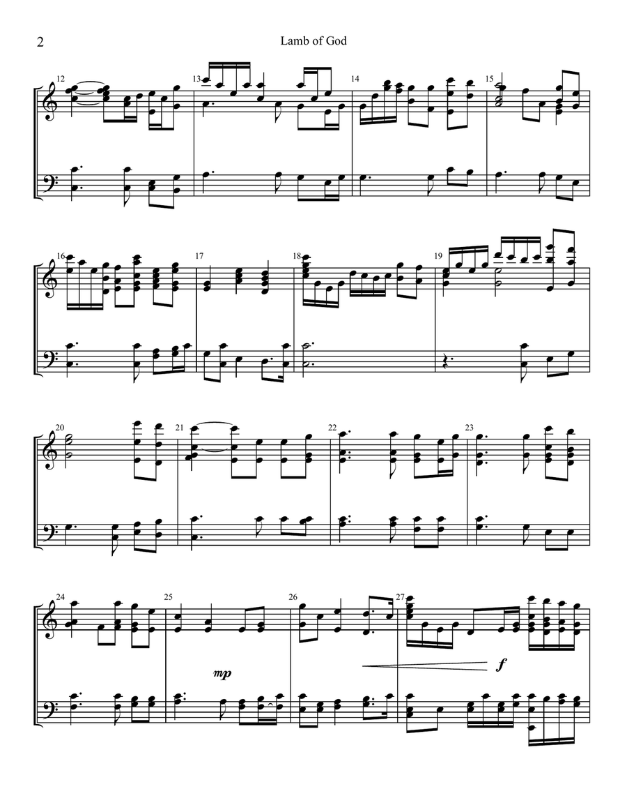 Lamb Of God by Twila Paris Handbell Choir - Digital Sheet Music page 2