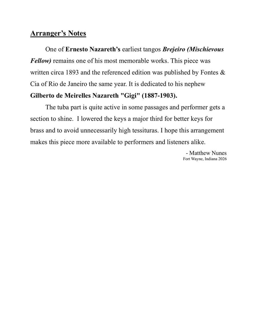 Brejeiro (Mischievous Fellow) by Ernesto Nazareth Brass Quintet - Digital Sheet Music page 2