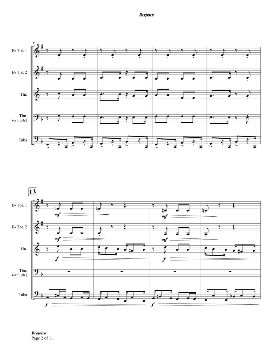 Brejeiro (Mischievous Fellow) by Ernesto Nazareth Brass Quintet - Digital Sheet Music page 4
