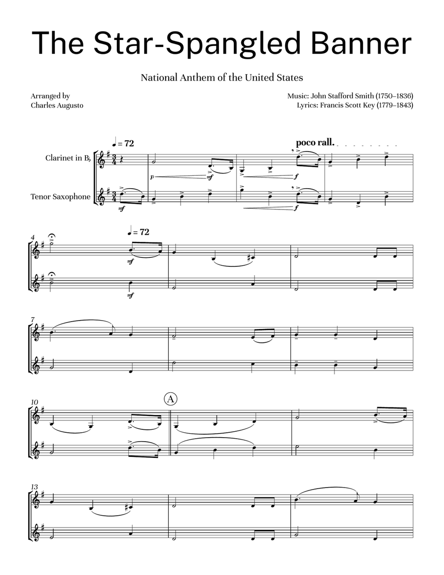 The Star-Spangled Banner for Mallet Duet by Francis Scott Key Woodwind Duet - Digital Sheet Music page 4