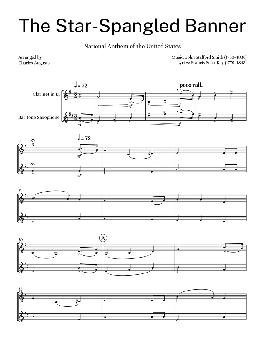The Star-Spangled Banner for Mallet Duet by Francis Scott Key Woodwind Duet - Digital Sheet Music page 4