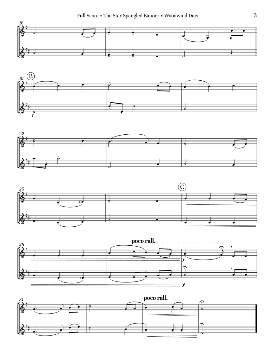 The Star-Spangled Banner for Mallet Duet by Francis Scott Key Woodwind Duet - Digital Sheet Music page 5