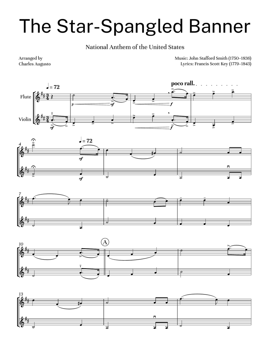 The Star-Spangled Banner for Mallet Duet by Francis Scott Key Flute - Digital Sheet Music page 4