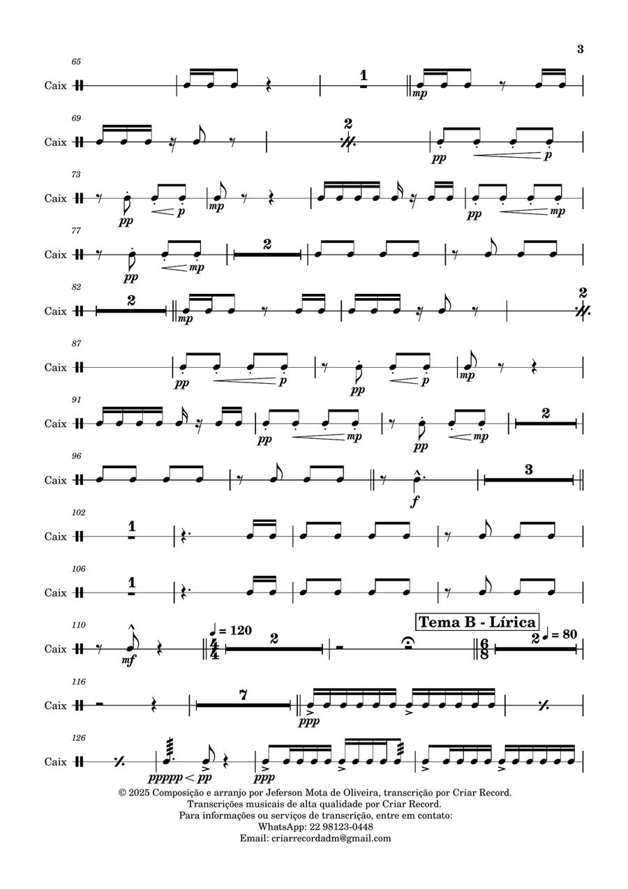O ESPÍRITO INCONQUISTÁVEL – Caixa (Snare Drum) Concert Band - Digital Sheet Music page 3