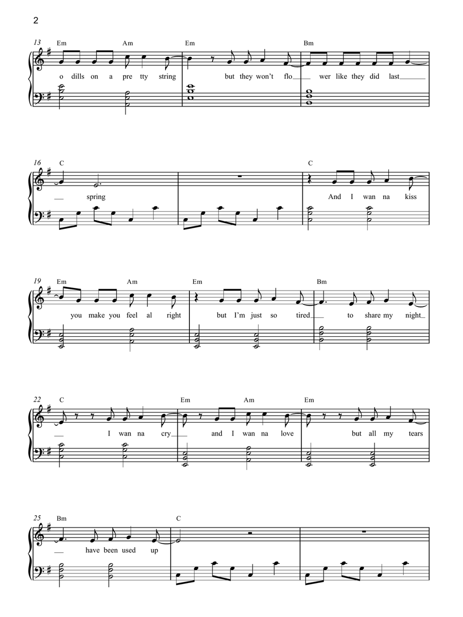 Another Love by Tom Odell Piano, Vocal - Digital Sheet Music page 2