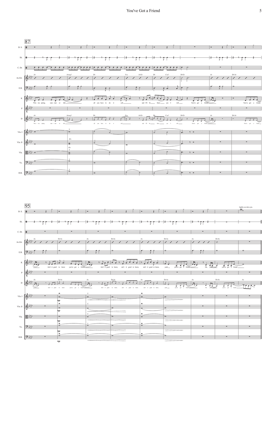 You've Got A Friend by Carole King Full Orchestra - Digital Sheet Music page 5