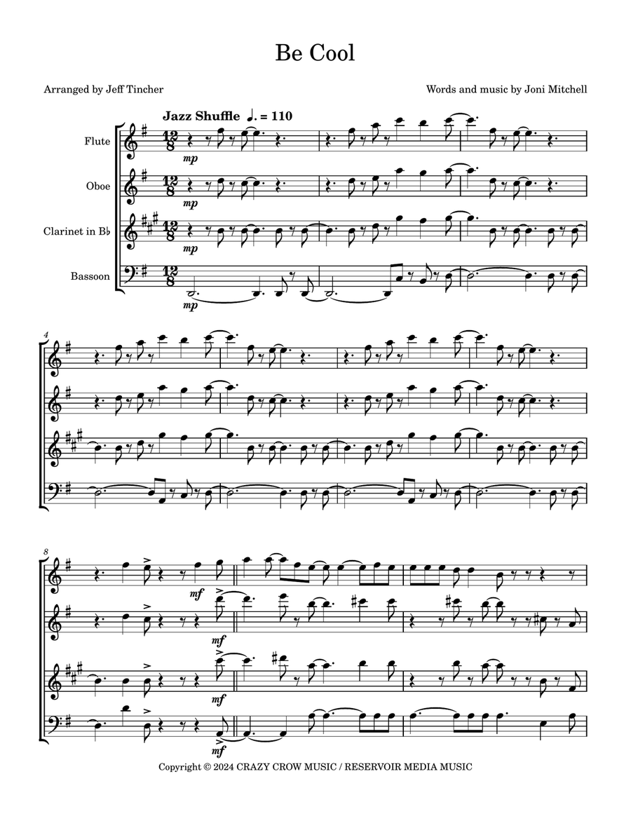 Be Cool by Joni Mitchell Woodwind Quartet - Digital Sheet Music page 2