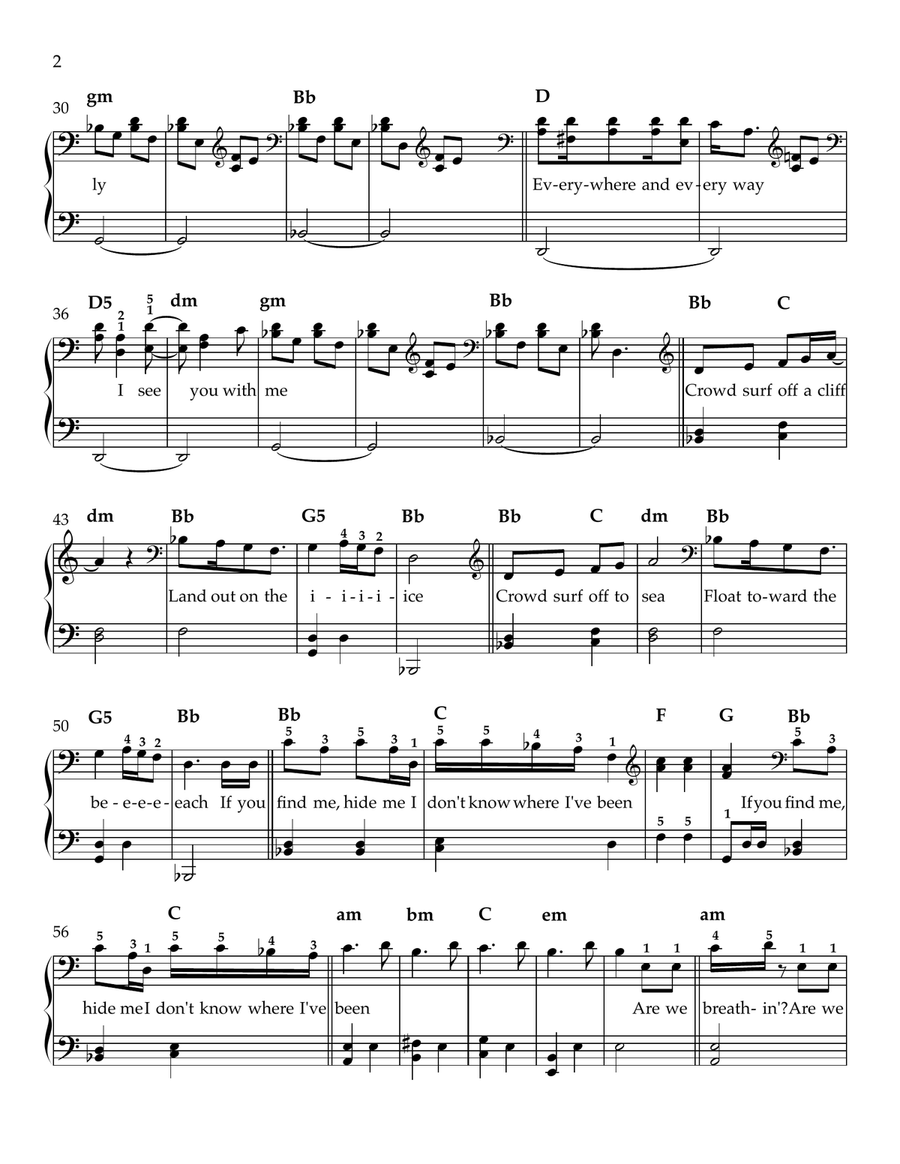 Crowd Surf Off A Cliff Piano, Vocal - Digital Sheet Music page 2