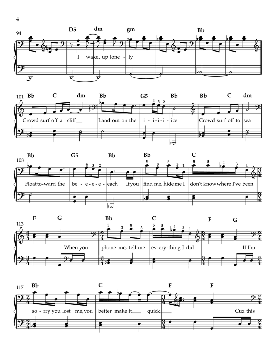 Crowd Surf Off A Cliff Piano, Vocal - Digital Sheet Music page 4