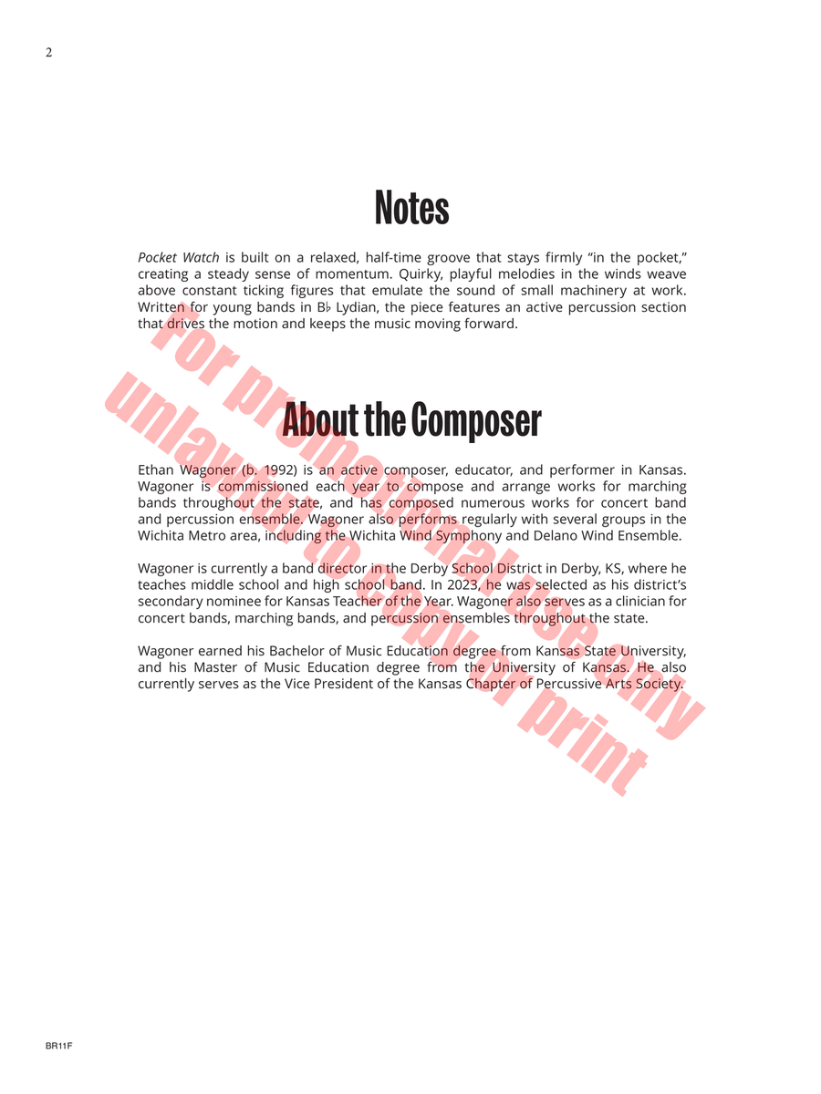 Pocket Watch Concert Band - Sheet Music page 3