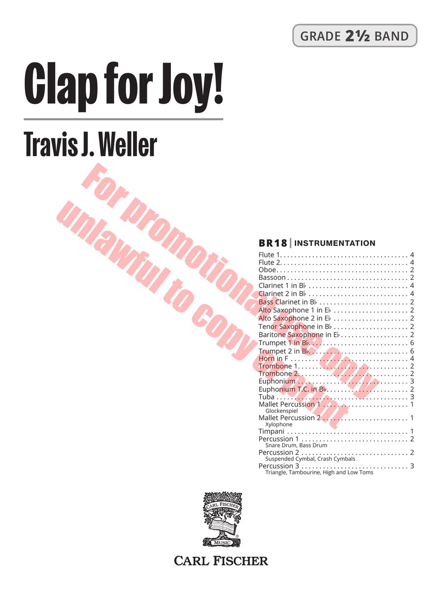 Clap for Joy! by Travis J. Weller Concert Band - Sheet Music page 2