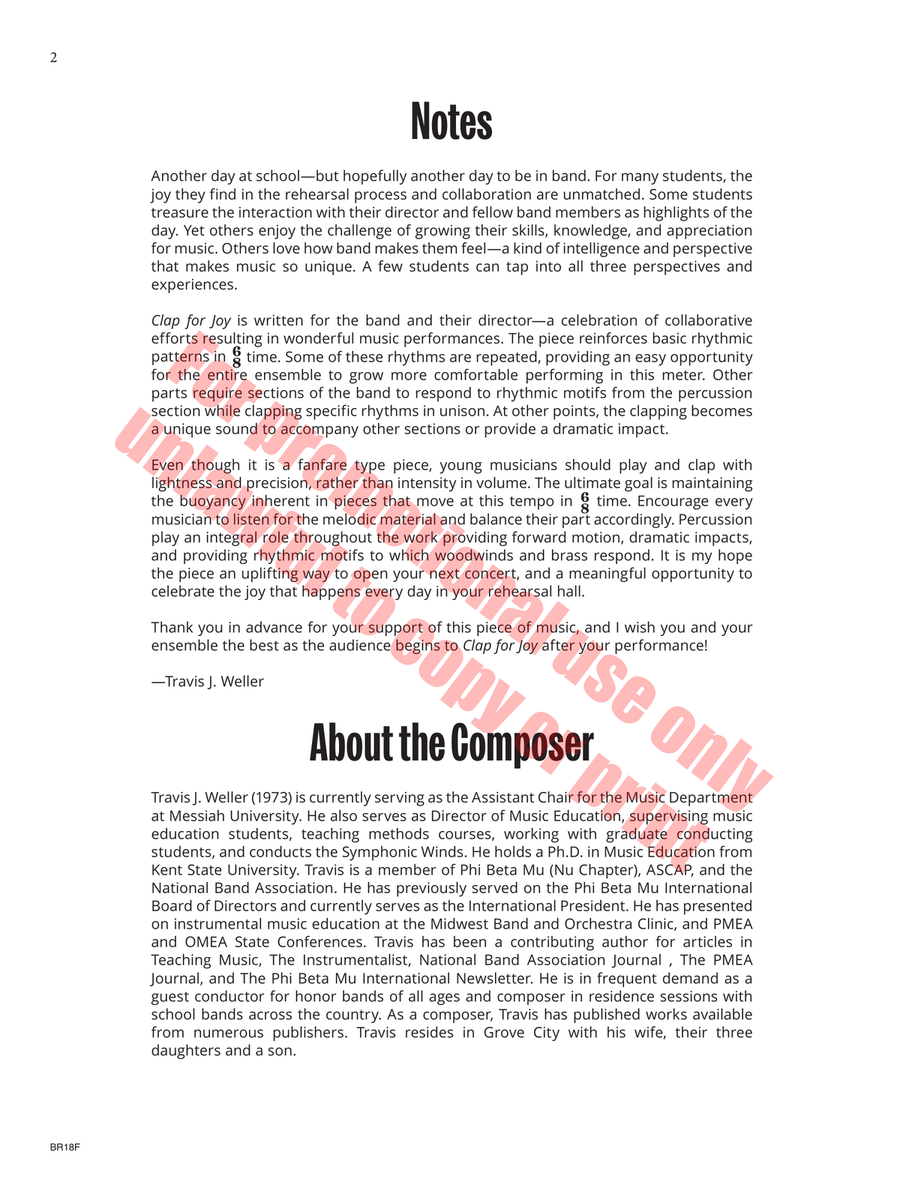 Clap for Joy! by Travis J. Weller Concert Band - Sheet Music page 3