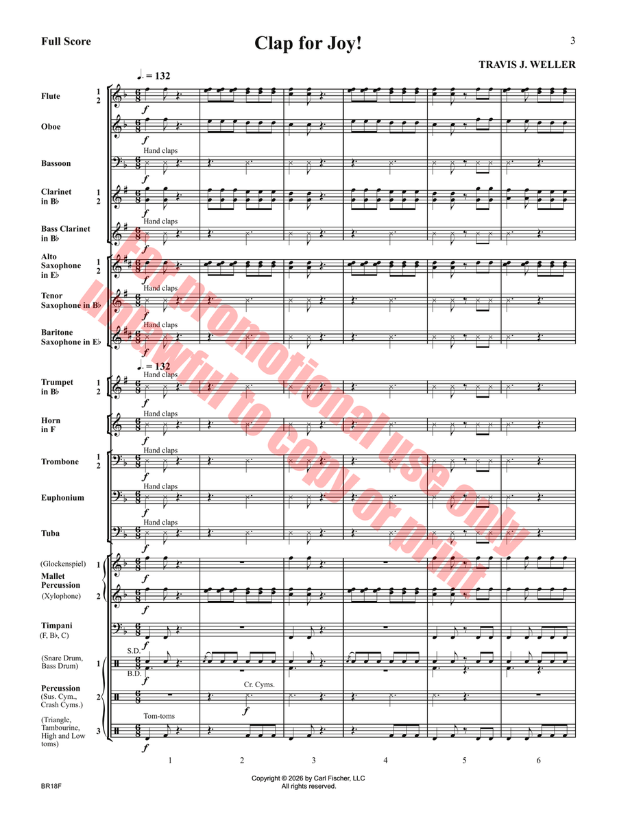 Clap for Joy! by Travis J. Weller Concert Band - Sheet Music page 4