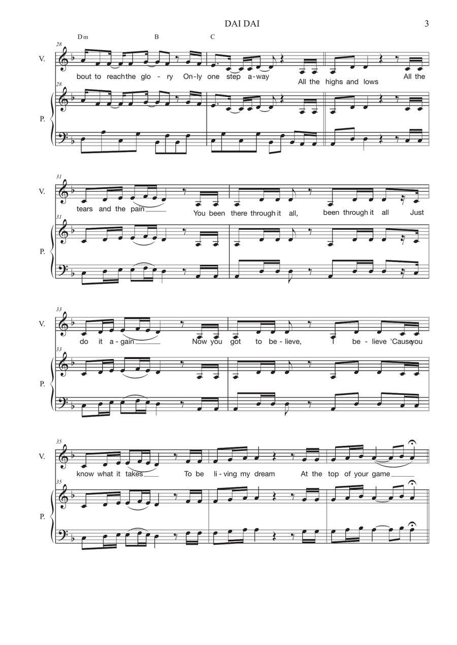 Dai Dai by Shakira Piano, Vocal - Digital Sheet Music page 3
