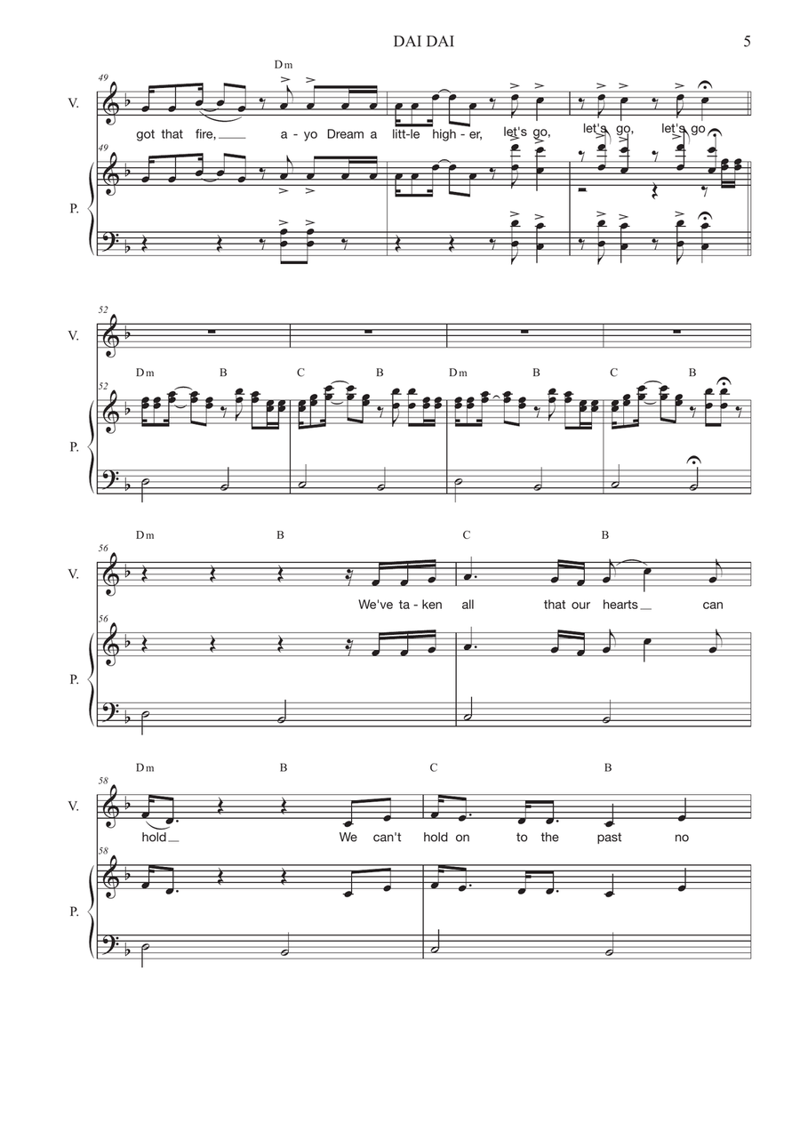 Dai Dai by Shakira Piano, Vocal - Digital Sheet Music page 5
