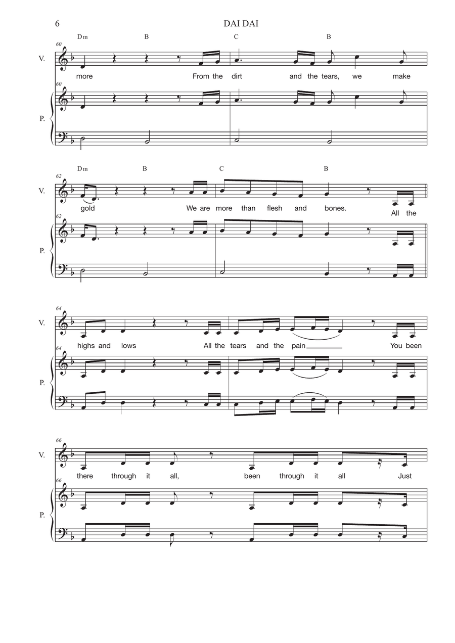 Dai Dai by Shakira Piano, Vocal - Digital Sheet Music page 6
