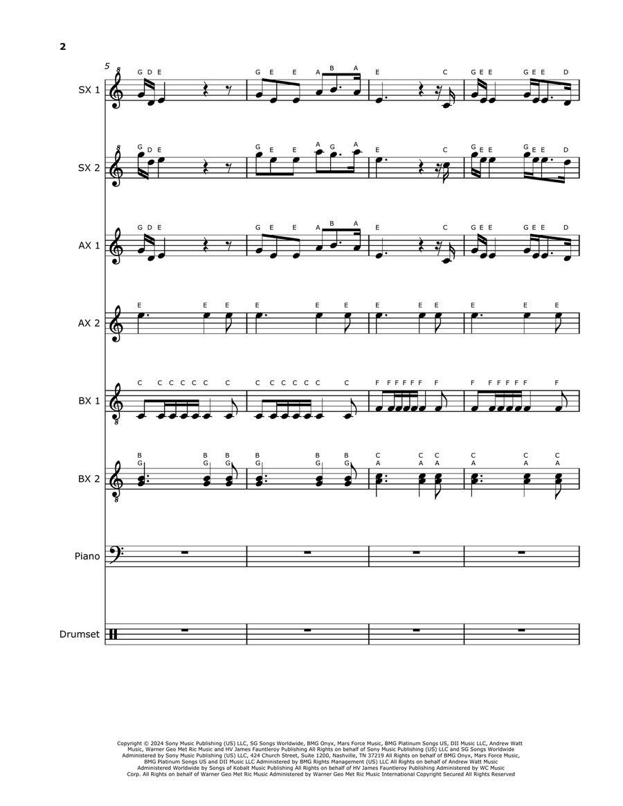 Die With A Smile by Stefani Germanotta Orff Instrument - Digital Sheet Music page 2